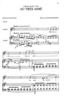 Partition complète (G Major: haut ou medium voix et piano), Au très aimé