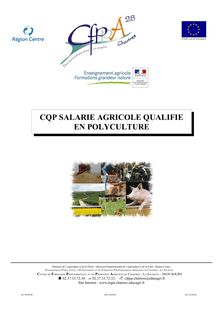 CQP SALARIE AGRICOLE  QUALIFIE EN POLYCULTURE