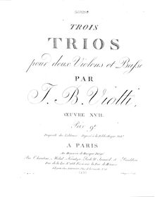 Partition violoncelle, 3 Trios pour 2 Violons et Violoncelle, Viotti, Giovanni Battista