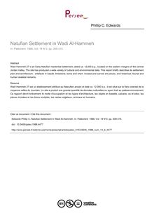 Natufian Settlement in Wadi Al-Hammeh - article ; n°2 ; vol.14, pg 309-315