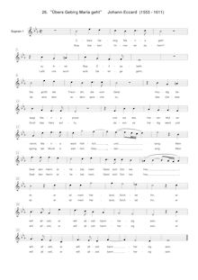 Partition Soprano 1 , partie, Übers Gebirg Maria geht, E♭ major