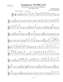 Partition flûte 1, Symphony No.13  Chistmas Symphony , F major, Rondeau, Michel par Michel Rondeau