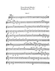 Partition cor 1, 2 (B♭, E♭), Symphony No.85 en B♭ major, “La Reine”