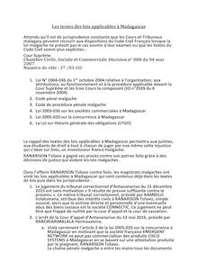 1A - Les textes des lois applicables à Madagascar sur le dossier RANARISON Tsilavo