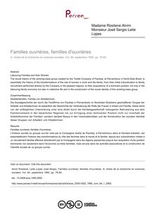 Familles ouvrières, familles d ouvrières - article ; n°1 ; vol.84, pg 78-84
