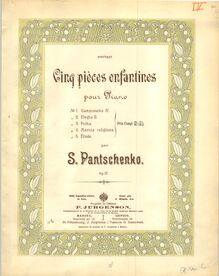 Partition couverture couleur, 5 pièces Infantines, Op.17, Panchenko, Semyon
