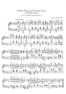 Partition complète, Polish National Dances, Op.3, Scharwenka, Xaver par Xaver Scharwenka