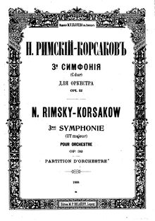 Partition complète, Symphony No.3, Rimsky-Korsakov, Nikolay