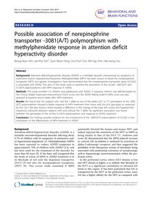 Possible association of norepinephrine transporter -3081(A/T) polymorphism with methylphenidate response in attention deficit hyperactivity disorder