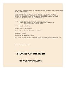 Phelim Otoole s Courtship and Other Stories - Traits And Stories Of The Irish Peasantry, The Works of - William Carleton, Volume Three