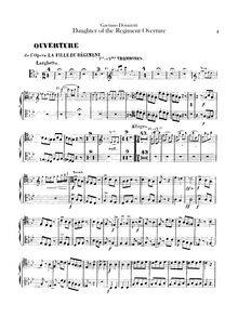 Partition Trombone 1 / 2, 3, La fille du régiment. Opéra comique en deux actes