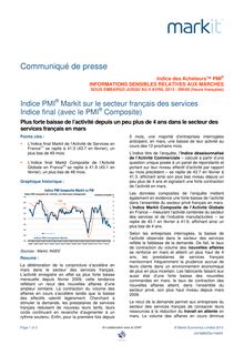 Indice PMI Markit sur le secteur français des services - Indice final (avec le PMI Composite)