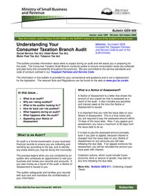 Bulletin GEN 009, Understanding Your Consumer Taxation Branch Audit