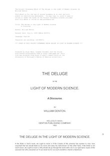 The Deluge in the Light of Modern Science - A Discourse