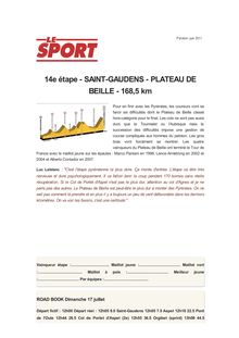 14e étape - SAINT-GAUDENS - PLATEAU DE BEILLE - 168,5 km