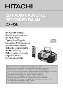 Notice Graveur de CD Radio Cassette Hitachi  CX-45E