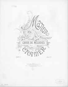 Partition  No.1, Choix de mélodies sur  Manon , Cramer, Henri (fl. 1890)