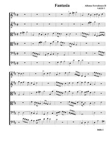 Partition Fantasia VdGS No.5 - partition complète (Tr Tr T T B B), fantaisies pour 6 violes de gambe par Alfonso Ferrabosco Jr.