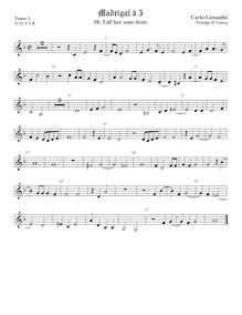 Partition ténor viole de gambe 1, aigu clef, Madrigali A Cinque Voci. Quatro Libro par Carlo Gesualdo