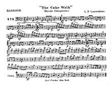 Partition basson, pour Cake Walk, Marche Ethiopienne, D♭ major, Laurendeau, Louis Philippe
