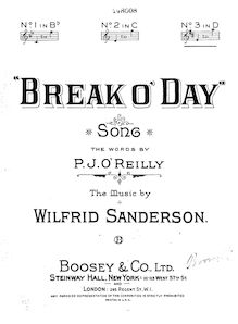 Partition Version (pour haut voix) en D., Break o Day, Break o  Day