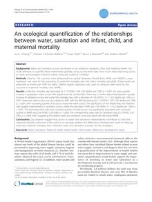 An ecological quantification of the relationships between water, sanitation and infant, child, and maternal mortality