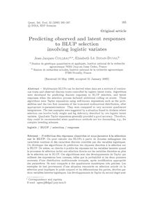 Predicting observed and latent responses to BLUP selection involving logistic variates