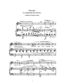 Partition complète (D Major: haut voix et piano), Le chanson des lèvres
