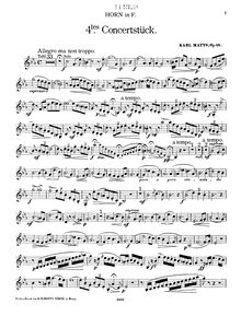 Partition cor , partie, Konzertstück No.4, Op.44, Matys, Karl