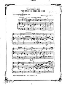Partition complète, Fantaisie mélodique, B♭ major, Jeanjean, Paul