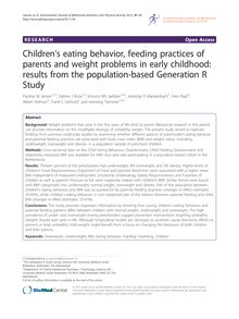 Children s eating behavior, feeding practices of parents and weight problems in early childhood: results from the population-based Generation R Study