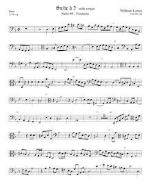 Partition viole de basse, clef en basse et en alto,  No.5 pour 2 violes de gambe et orgue