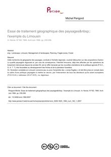 Essai de traitement géographique des paysages : l exemple du Limousin - article ; n°1 ; vol.162, pg 235-256