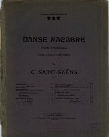 Partition couverture couleur, Danse macabre, Op.40, Poème symphonique d après une poésie de Henri Cazalis