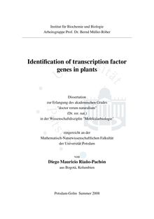 Identification of transcription factor genes in plants [Elektronische Ressource] / von Diego Mauricio Riaño-Pachón