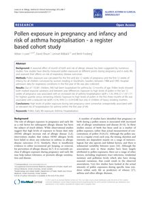 Pollen exposure in pregnancy and infancy and risk of asthma hospitalisation - a register based cohort study