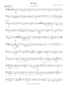 Partition basse Trombone , partie, Waltz pour Trombone quatuor, D Minor