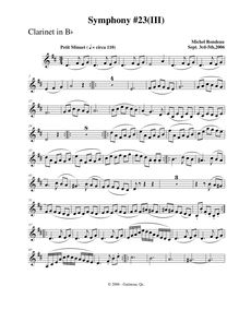 Partition clarinette, Symphony No.23, F major, Rondeau, Michel par Michel Rondeau