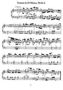 Partition complète, Sonata en D minor, Wq.62/4, D minor, Bach, Carl Philipp Emanuel