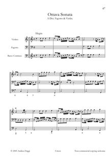Partition complète, Ottava Sonata  A Doi. Fagotto & violon, Castello, Dario