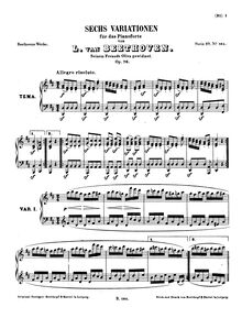 Partition complète, Six Variations on an Original Theme en D major, Op.76 par Ludwig van Beethoven