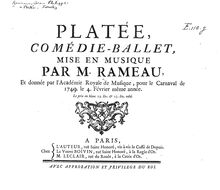 Partition complète, Platée, Comédie lyrique en trois actes et un prologue