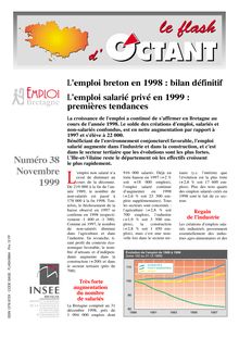 L'emploi breton bilan définitif 1998 et premières tendances 1999. (Flash d'Octant n° 38)