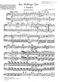 Partition Violoncellos, Fra Holbergs tid,  i gammel stil, Aus Holbergs Zeit, Suite im alten Stil, From Holberg s Time, Holberg Suite