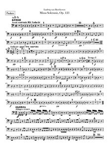 Partition timbales, Missa Solemnis, Op.123, D major, Beethoven, Ludwig van