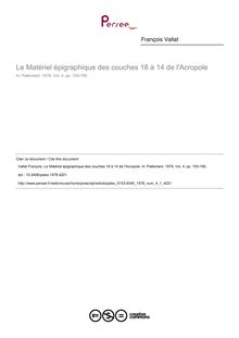 Le Matériel épigraphique des couches 18 à 14 de l Acropole - article ; n°1 ; vol.4, pg 193-195