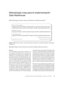METODOLOGÍA CRISP PARA LA IMPLEMENTACIÓN DATA WAREHOUSE(Methodology crisp for data warehouse implementation)
