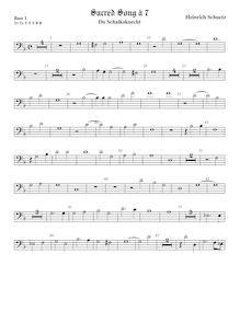 Partition viole de basse 1, basse clef, Du Schalksknecht, Schütz, Heinrich