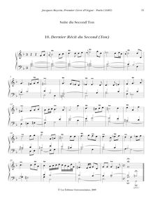 Partition , Dernier Récit du Second (Ton), Oeuvres complètes d orgue