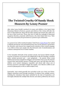 The Twisted Cruelty Of Sandy Hook Hoaxers by Lenny Pozner